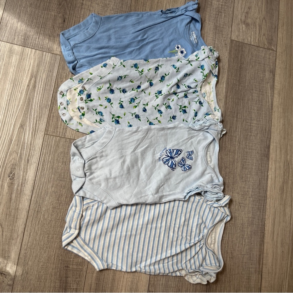 The Children’s Place Baby Girl Onesies Set 9–12M Blue floral butterfly Striped